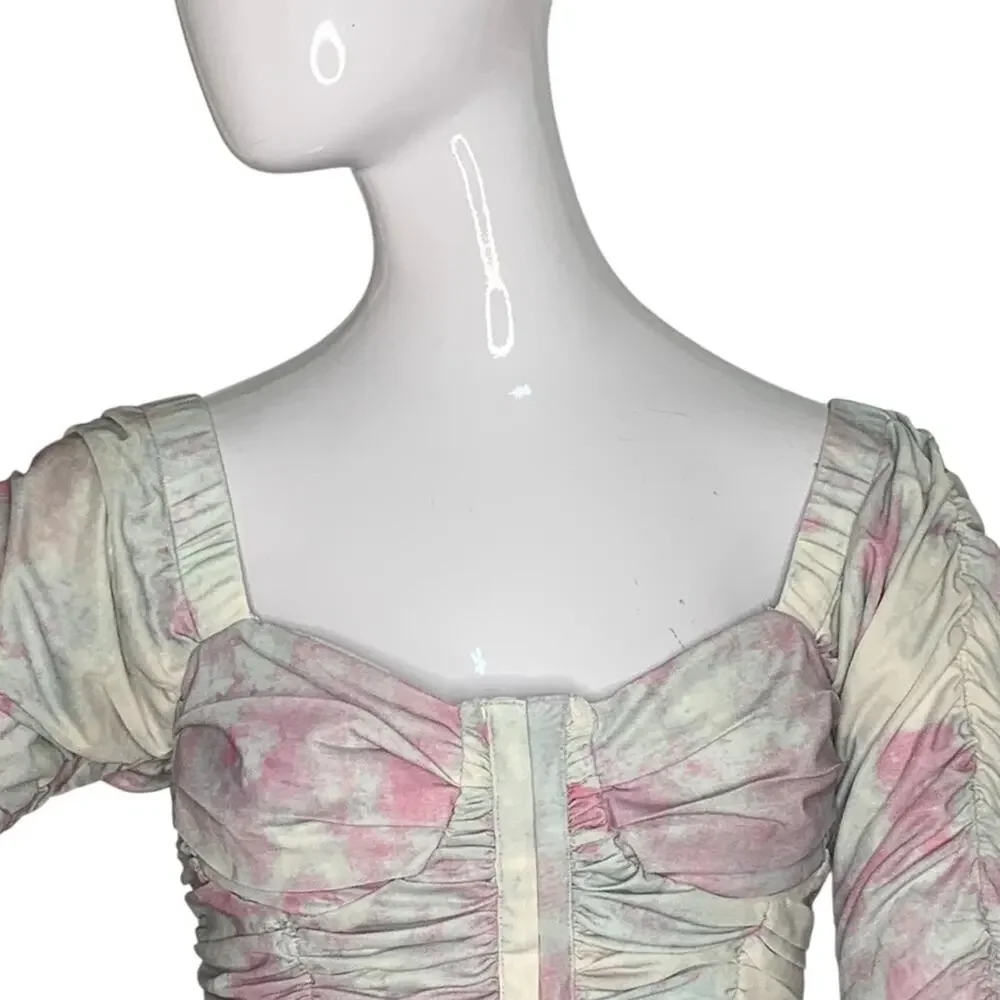 Free People All Night Corset Bustier Fitted Ruched Top Long Sleeve Size S